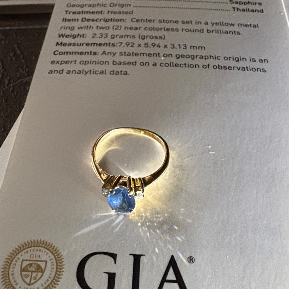 Genuine Sapphire ring. Blue color